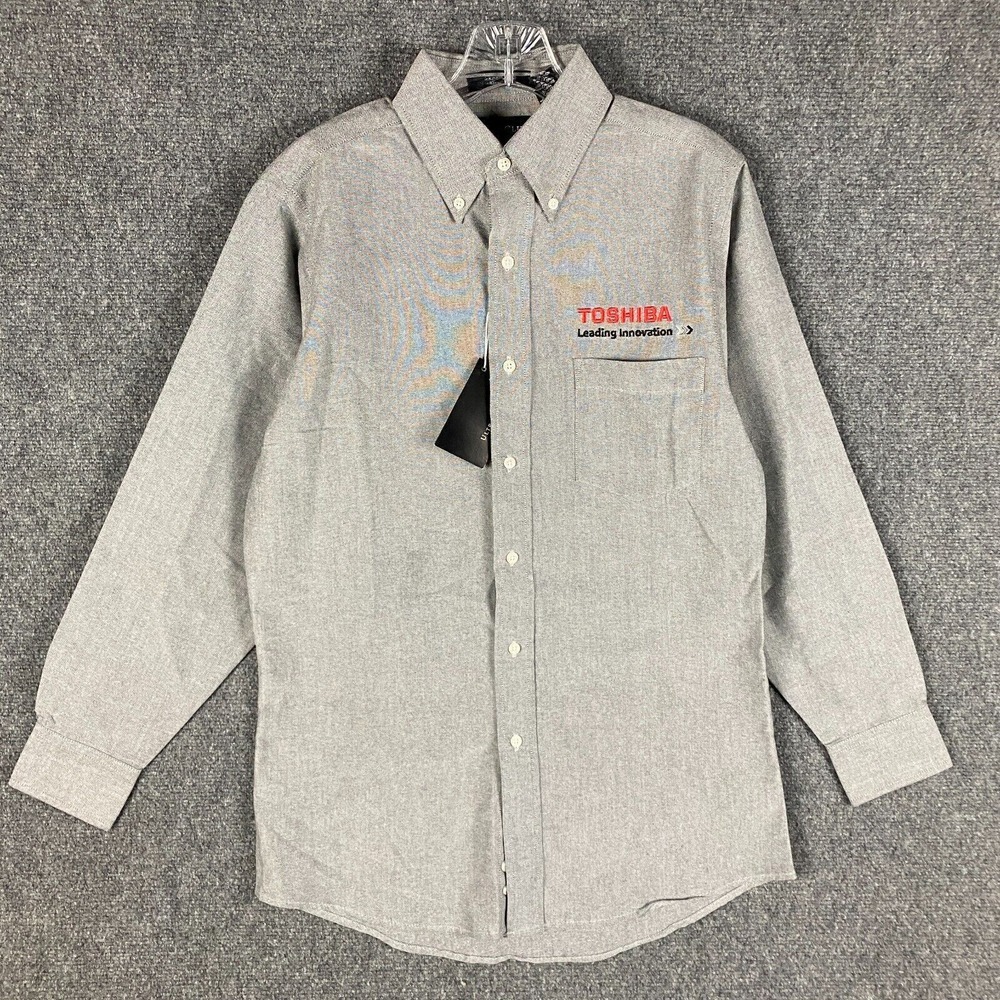 Toshiba Button Down Shirt Men's Small NWD Ultra Club Gray Cotton Blend‎ S
